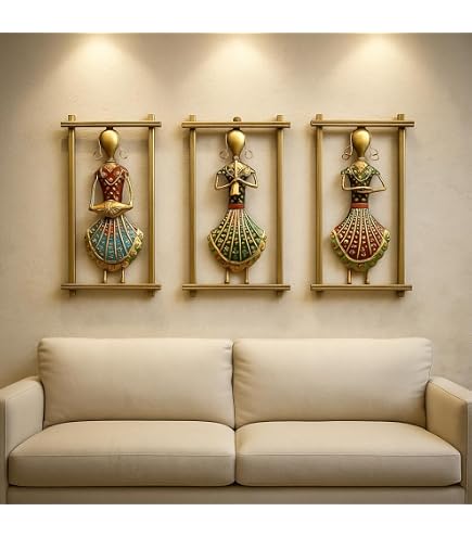 ZXC Rajasthani Musician Metal Wall Art Set of 3 for Living Room